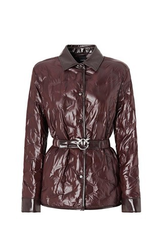 Padded shacket in semi-glossy fabric