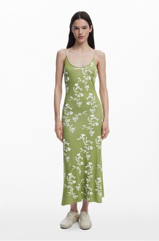 DESIGUAL 2-in-1 midi dress Green / Beige 7