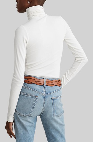 RALPH LAUREN Raztegljiv rebrast puli Bela - White 2