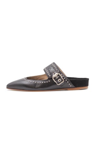 Leather flats with studs