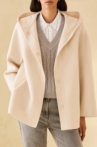 Jakna iz volnene mešanice s kapuco