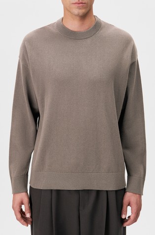 Relaxed fit pleten pulover z okroglim izrezom