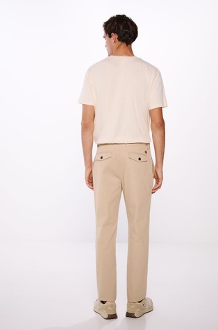 SPRINGFIELD Slim fit hlače iz bombažne tkanine z mikrostrukturo Bež - Beige 2