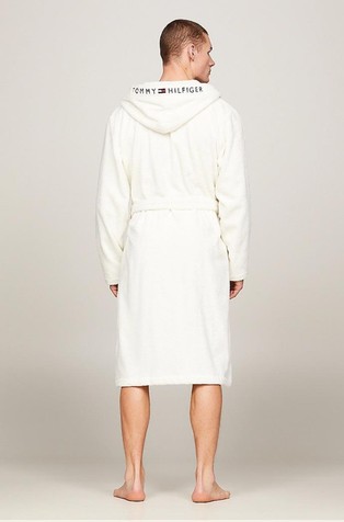 TOMMY HILFIGER Frotiran kopalni plašč s kapuco Bela - Ivory 2