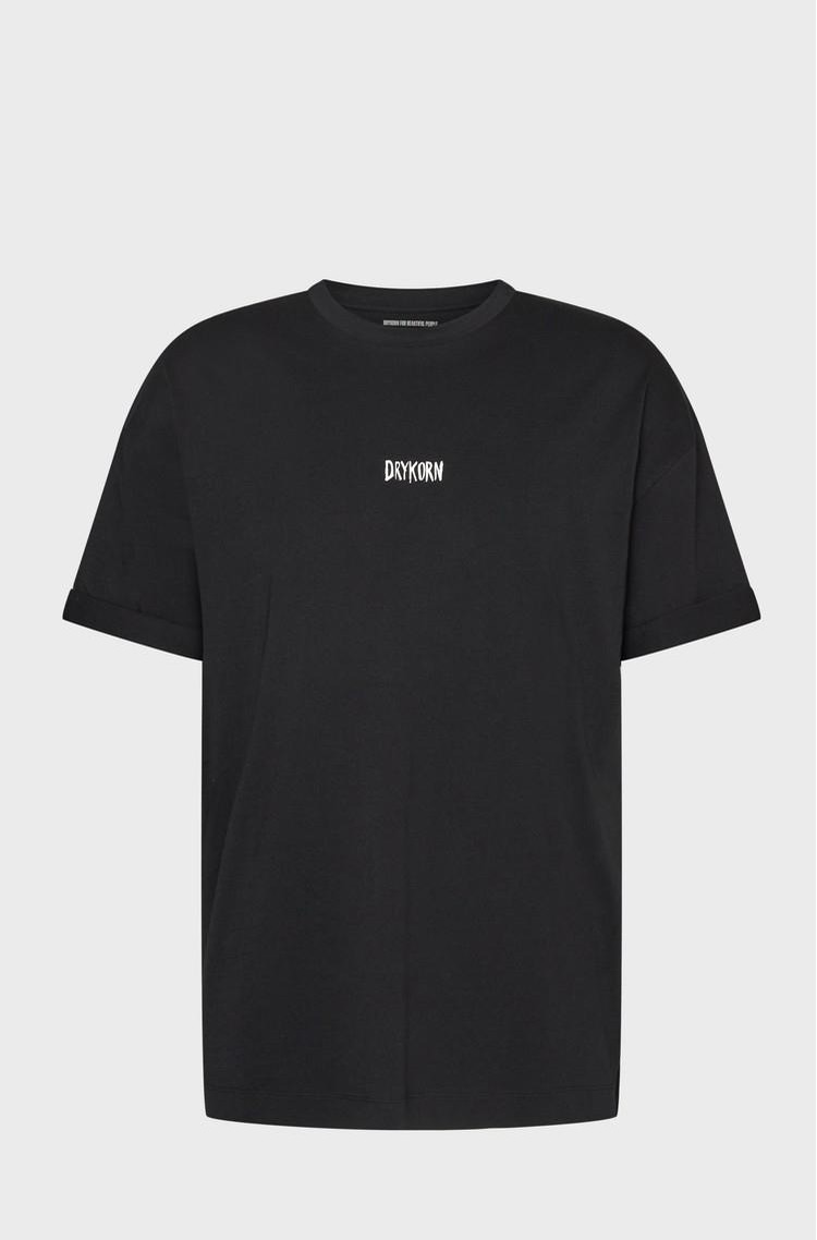 DRYKORN Relaxed fit bombažna majica z logotipom Črna - Black 