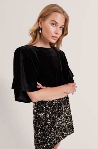 Ohlapna majica s kratkimi rokavi iz velurja