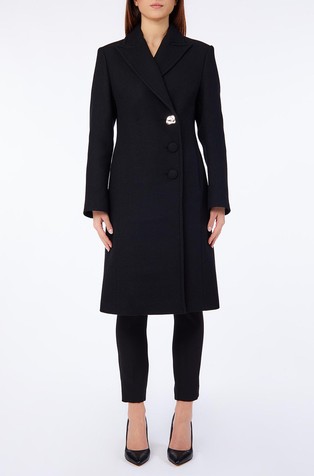 Wool blend coat with decorative button