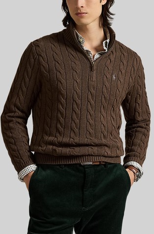 Pleten pulover z delno zadrgo