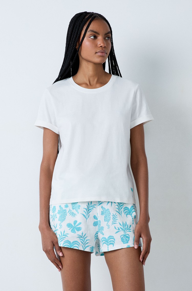 ETAM Ellen cotton short-sleeved pyjama T-shirt White 