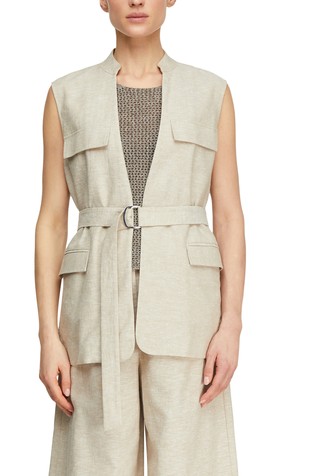 Brezrokavnik s pasom iz lanene mešanice