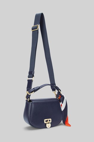 RALPH LAUREN Scarf-trim Leather Tanner Crossbody bag Refined Navy 3