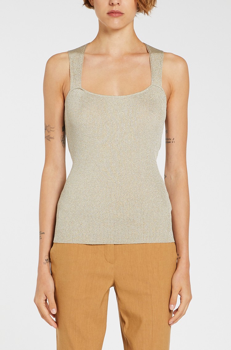 MARELLA Knitted top in viscose-blend with lurex yarns Beige 