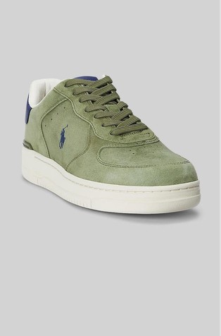 RALPH LAUREN Masters Court Suede Sneaker Tree Green / Light Navy 2