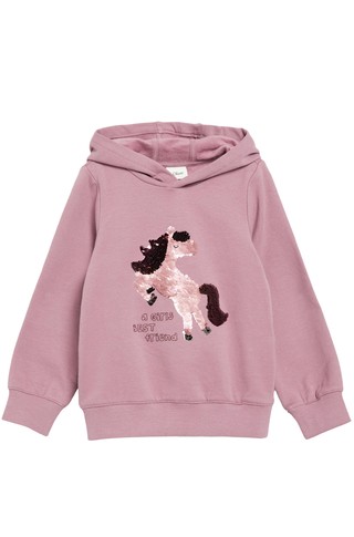 Hooded sweatshirt with sequins