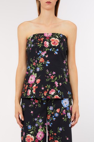 Floral cotton bustier top
