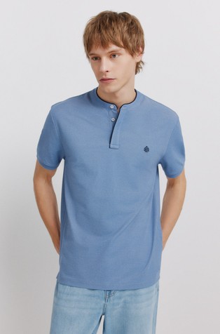 Slim fit polo majica s henley ovratnikom