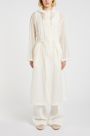 Monochrome sheer cotton and silk overcoat