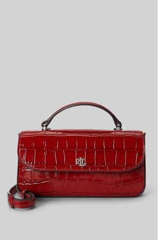 Marcy Small Patent Croc-embossed Crossbody Bag