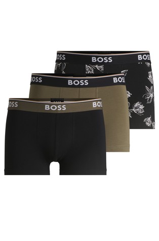 Three-pack of logo-waistband trunks in stretch cotton