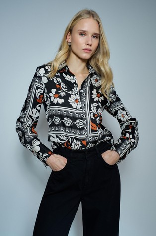 SALSA JEANS Patterned satin shirt Black / Multi 6