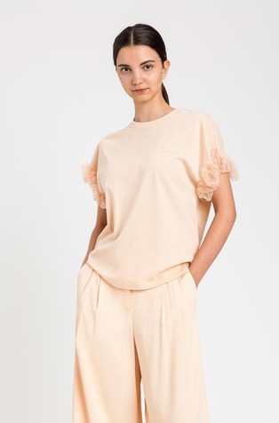 Bombažna majica z naborki iz tila