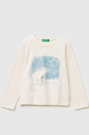 Bombažna majica z dolgimi rokavi in potiskom