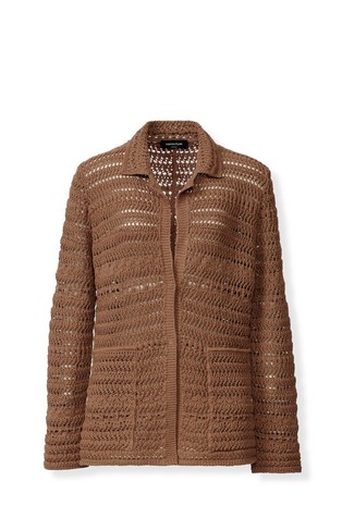 Luknjičasto pletena jopa iz bombažne mešanice z bleščicami