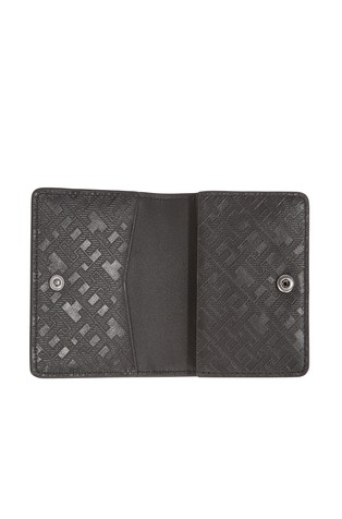 TOMMY HILFIGER Monogram usnjena logo denarnica za kartice z zasnovo na pregib Črna - Black 3