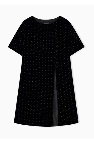 Short velvet dress with glitter polka dots