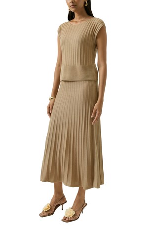 2-in-1 knit dress with metallic yarn