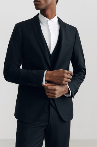 Skinny fit suknjič iz raztegljive volnene mešanice