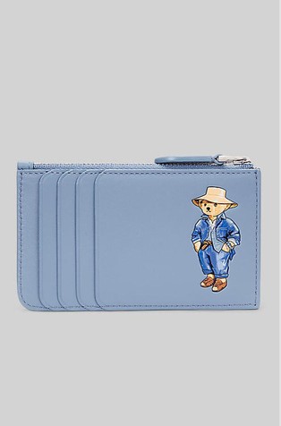 Polo Bear usnjena denarnica za kartice z zadrgo
