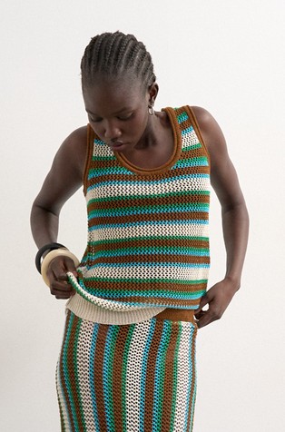 TSGURU sleeveless striped knit tee