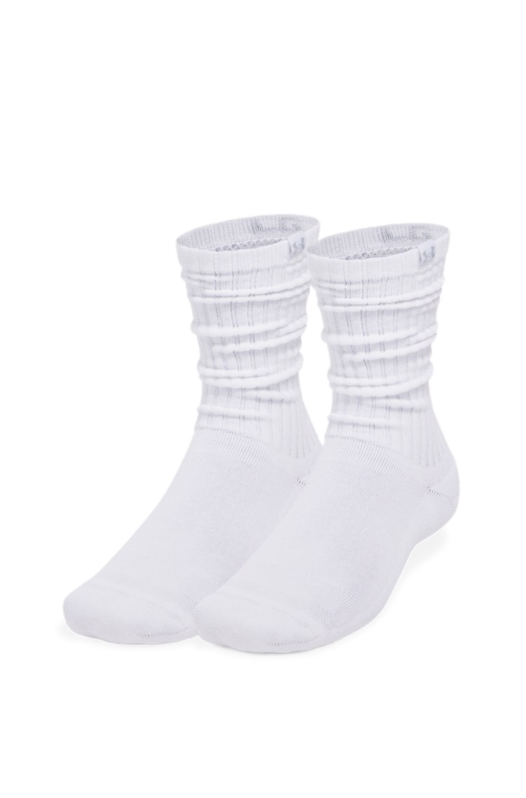 UNDER ARMOUR Unisex Sportstyle Cotton Scrunch 2-Pack Crew Socks White 