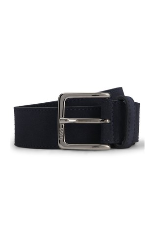 Suede belt with logo-engraved buckle