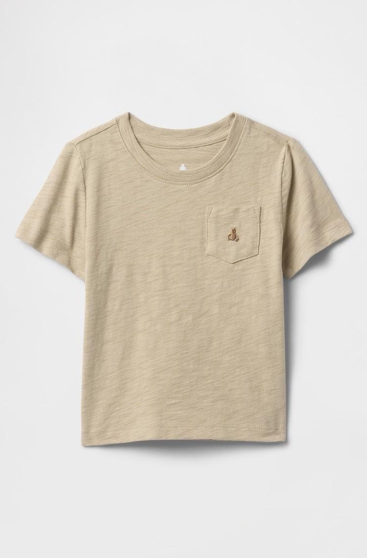 GAP Majica s kratkimi rokavi in žepom za malčke Bež - Khaki 