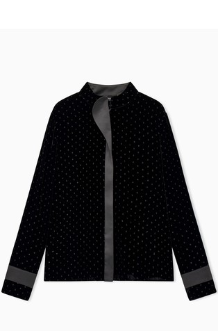 Velvet blouse with glitter polka dots