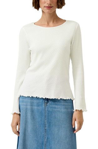 Slim fit rebrasta majica z dolgimi rokavi