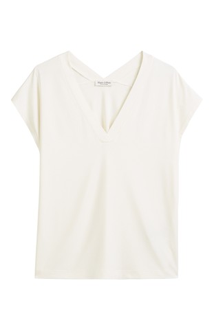 MARC O'POLO Relaxed fit majica iz Lenzing™ Ecovero™ jerseya Bela - White 4
