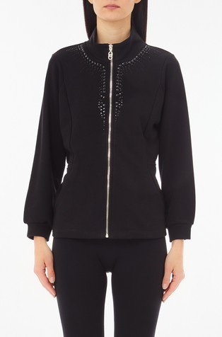 Cotton-blend sweatshirt with rhinestones