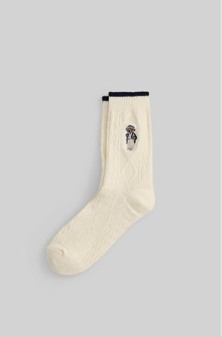 Cable-knit Polo Bear Crew Socks