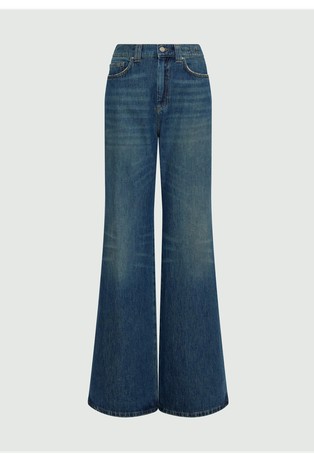 Široke jeans hlače z visokim pasom