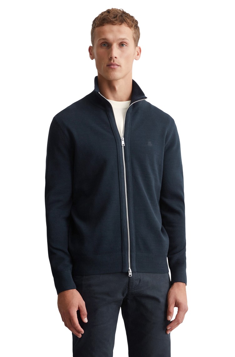 MARC O'POLO Regular fit pletena jopa iz organskega bombaža Modra - Dark Navy 