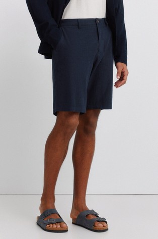 Comfort fit bermuda hlače iz dobby mešanice bombaža in lana