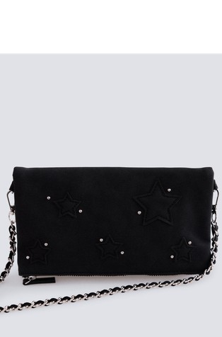 Faux suede crossbody with studs