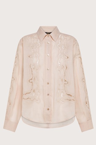 Srajca iz ramije s perforiranimi vezeninami