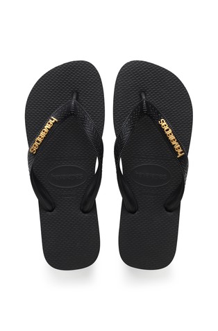 HAVAIANAS Slim Logo japonke Črna - Black / Black 3