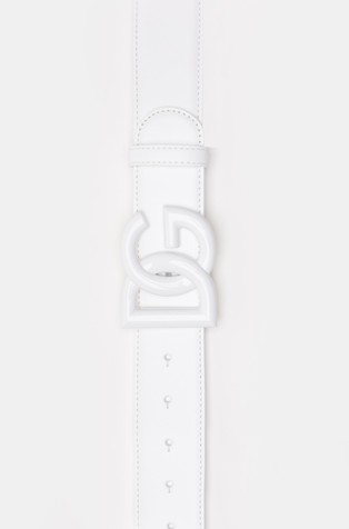 DOLCE &amp; GABBANA Leather belt with crossover DG logo buckle White 2