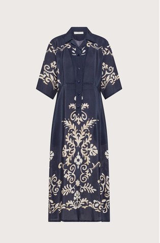 Viskozna srajčna obleka s kontrastnim potiskom