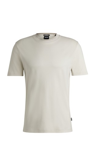 Slim fit mercerised-cotton T-shirt with collar stripe